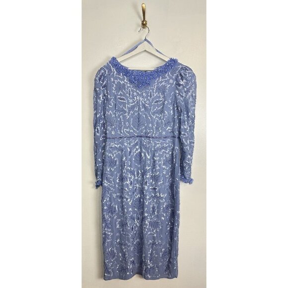 MAC DUGGAL Embellished Sheath Midi-Dress in Periwinkle Size US 12 NWT - Picture 4 of 15
